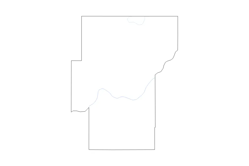 Carte de Hughes, Oklahoma de type contour et rivières pour Amérique du Nord, montrant contour et rivières avec des limites nettes.