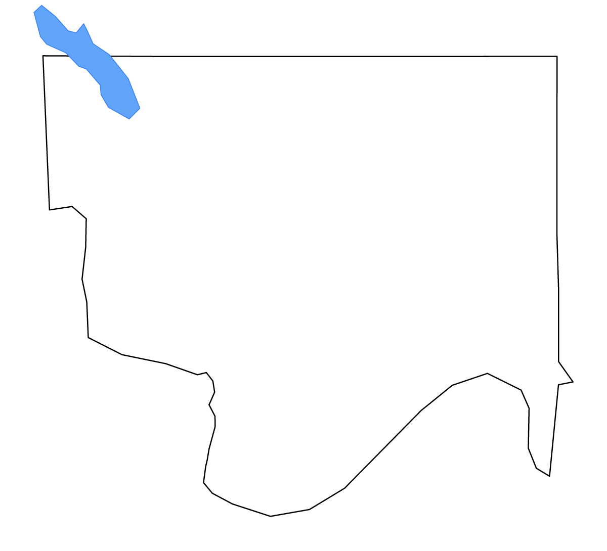 Carte de contour de Jefferson, Oklahoma avec lacs et rivières.