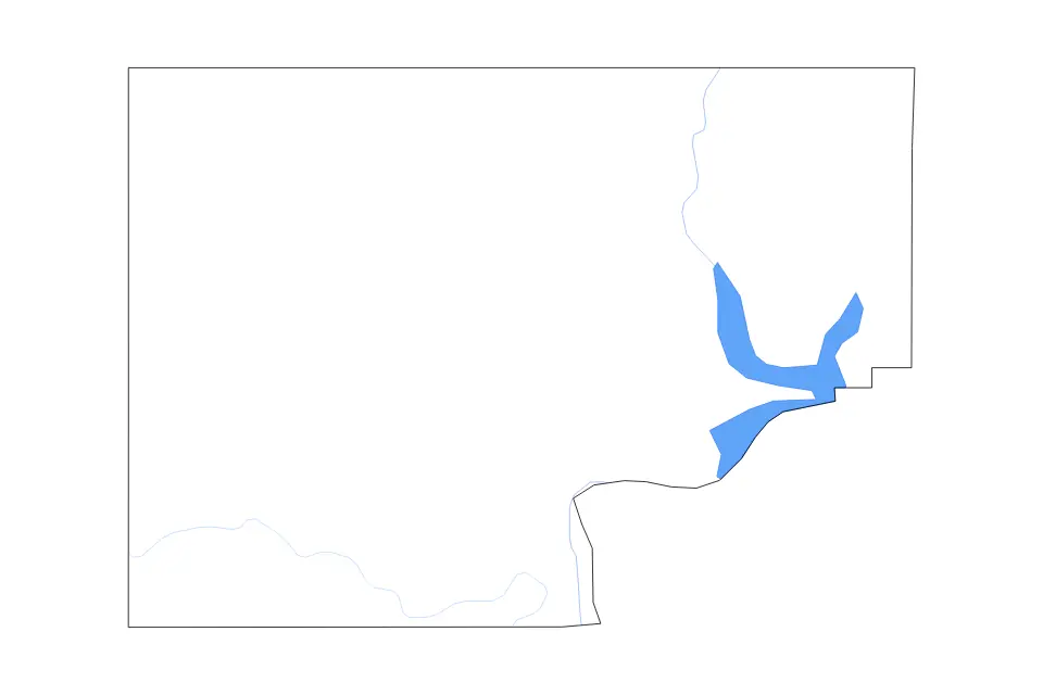 Outline map of Kay County, Oklahoma with subdivision borders and major lakes and rivers.