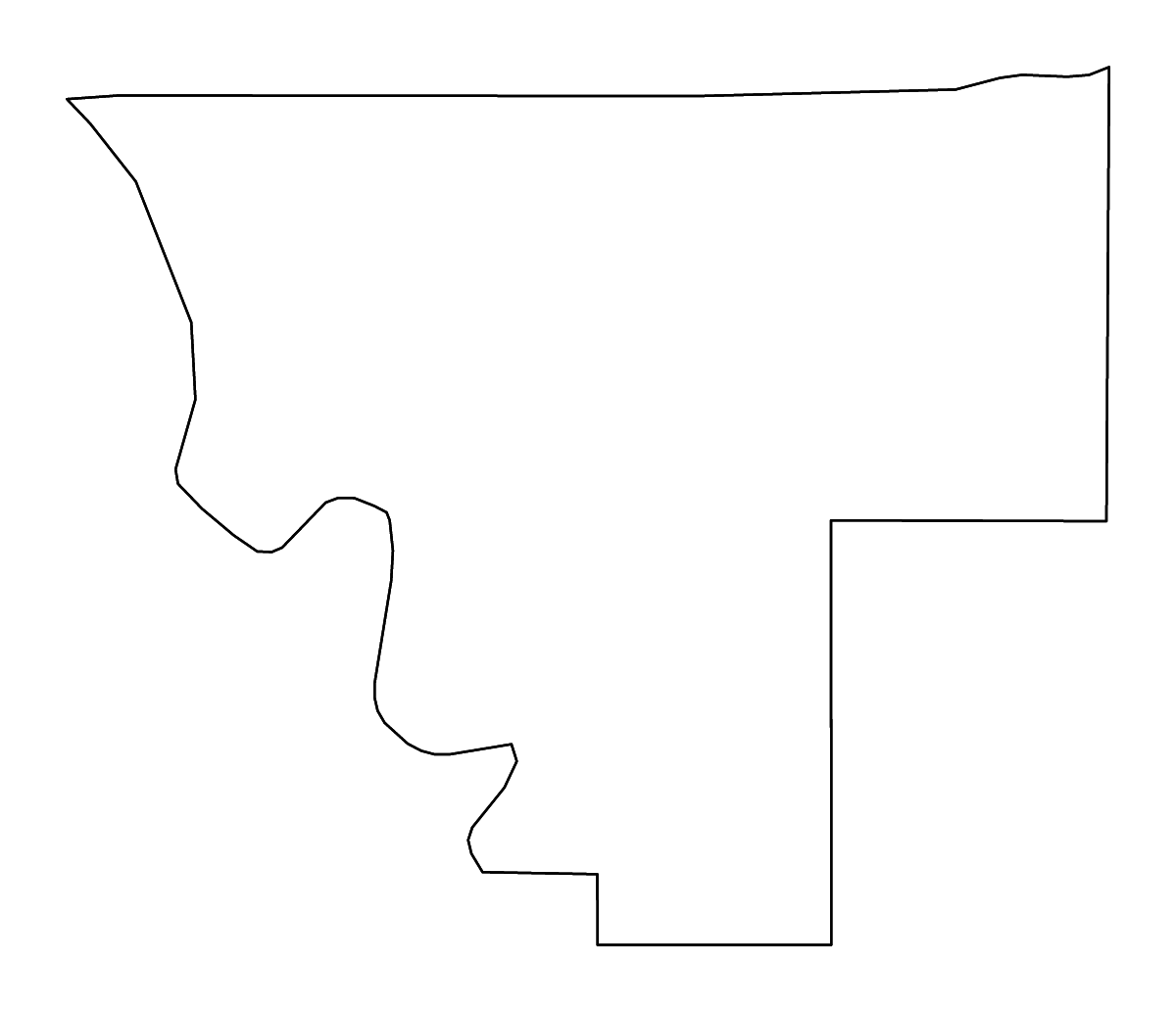 Mapa de contorno de Kiowa, Oklahoma con ríos.