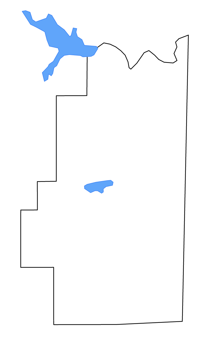 Carte de contour de LeFlore, Oklahoma avec lacs et rivières.