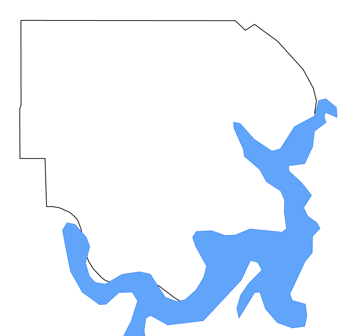 Carte de contour de Marshall, Oklahoma avec lacs et rivières.