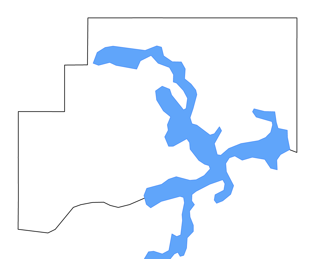 Mapa de contorno de McIntosh, Oklahoma con lagos y ríos.
