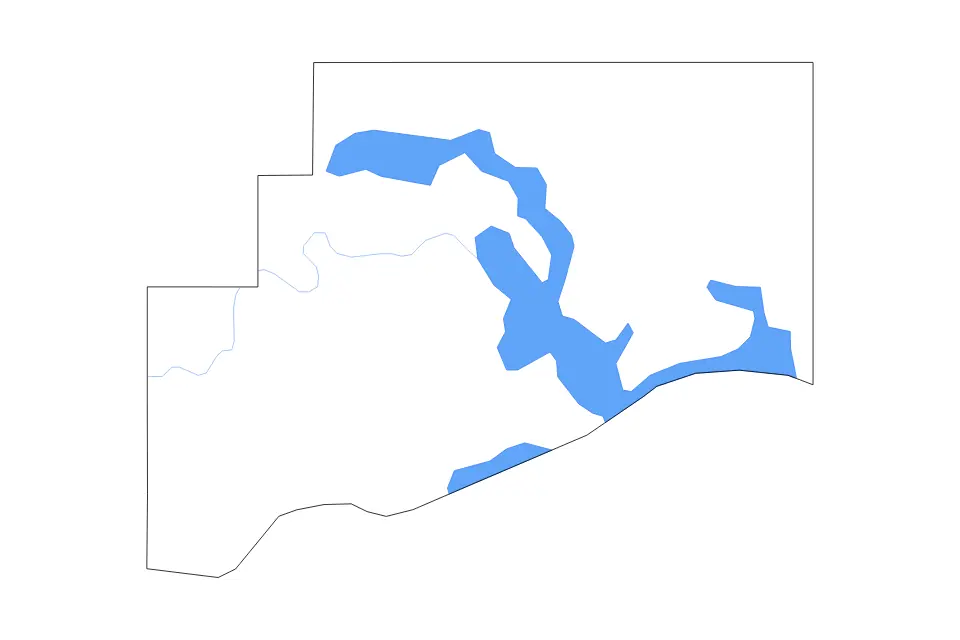 Mapa de McIntosh, Oklahoma de tipo contorno, lagos y ríos para América del Norte, con contorno, lagos y ríos con elementos de agua como Eufaula Lake.