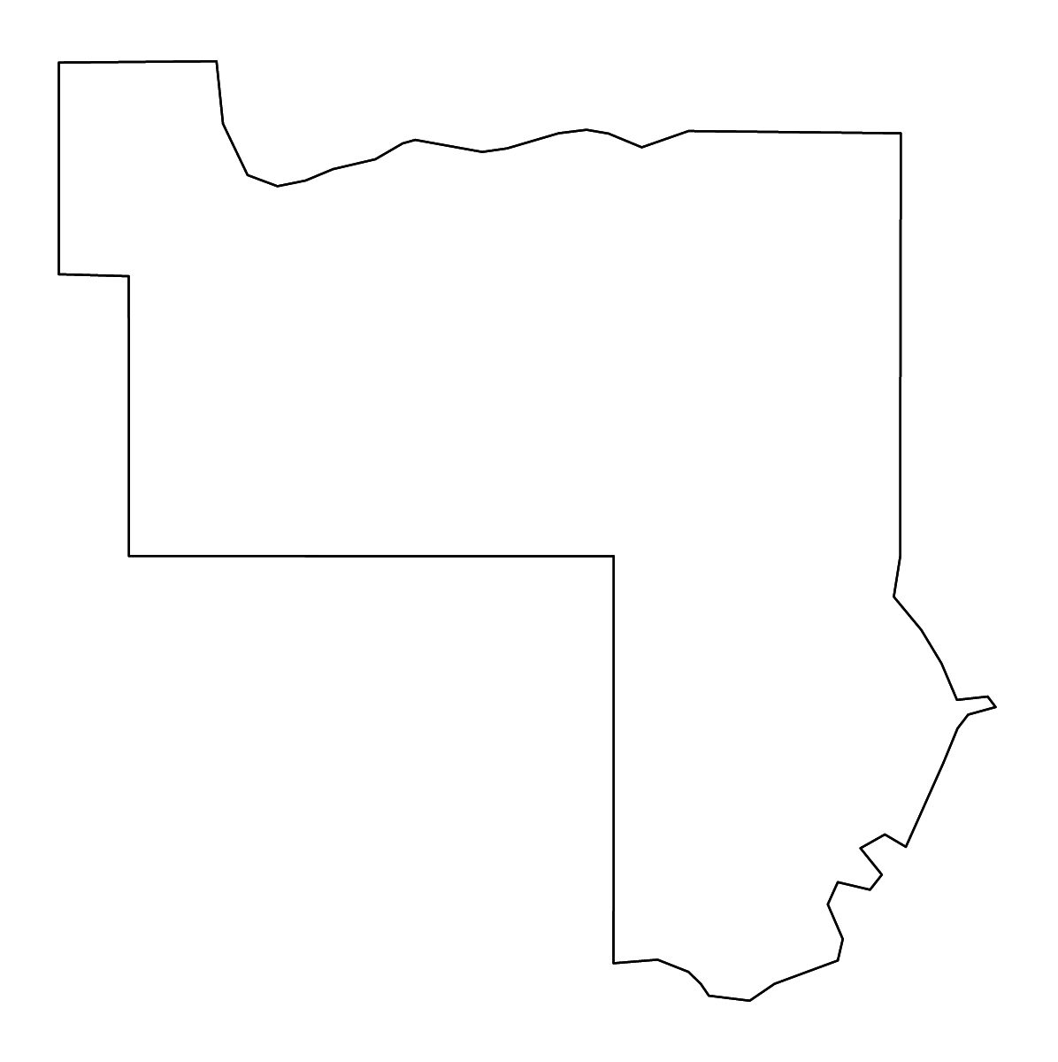 Outline map of Muskogee County, Oklahoma with rivers.