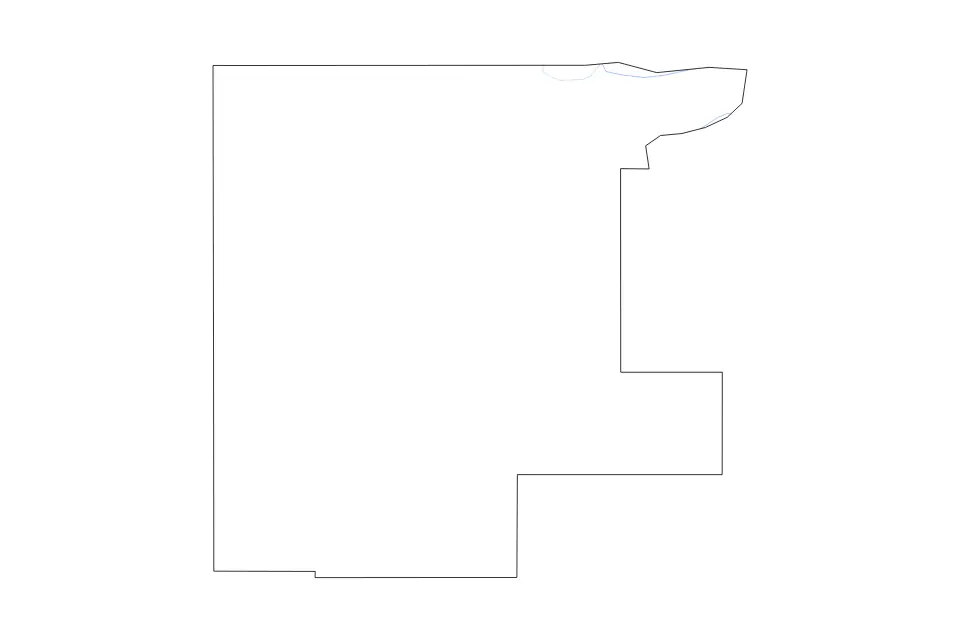 Outline map of Noble County, Oklahoma with subdivision borders and rivers.