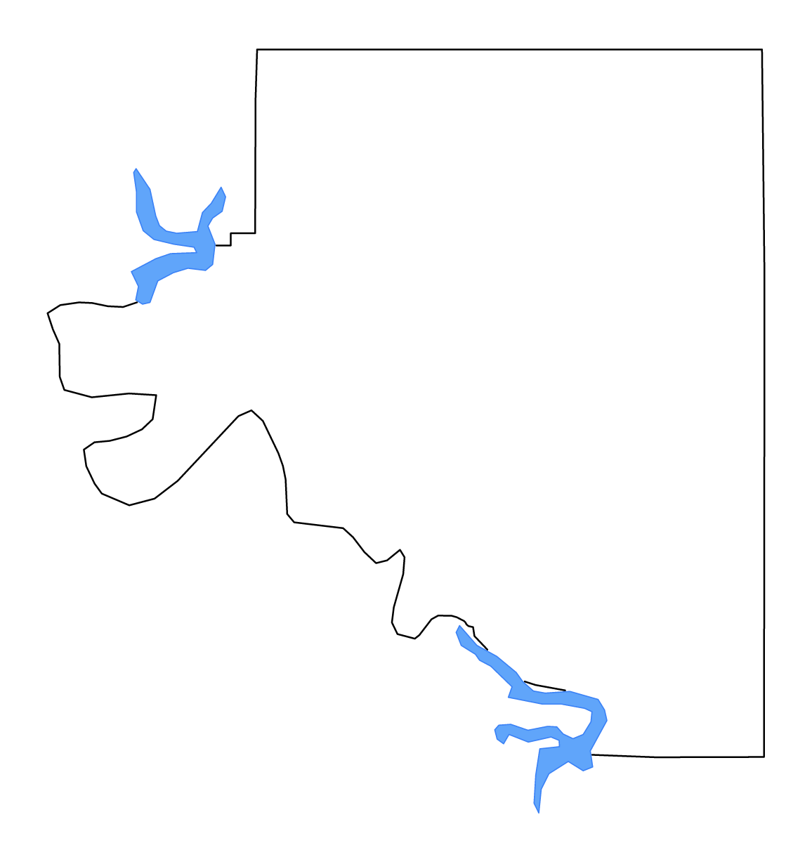 Carte de contour de Osage, Oklahoma avec lacs et rivières.