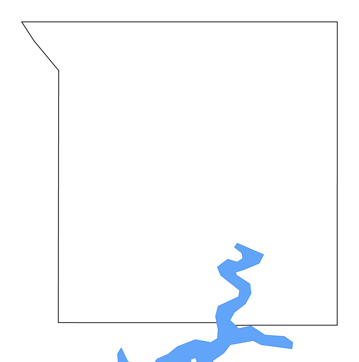 Mapa de contorno de Ottawa, Oklahoma con lagos y ríos.