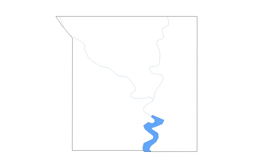 Outline map of Ottawa County, Oklahoma with subdivision borders and major lakes and rivers.