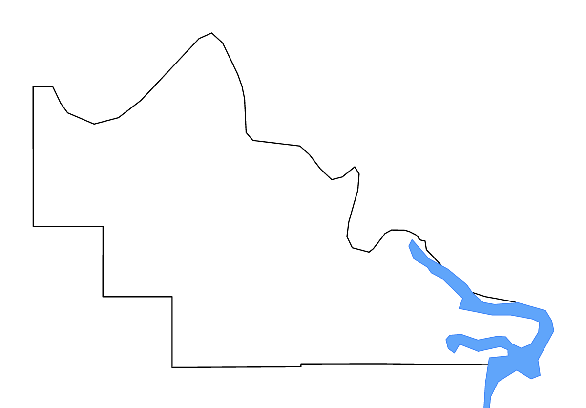 Mapa de contorno de Pawnee, Oklahoma con lagos y ríos.