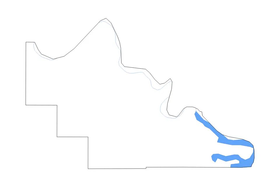 Outline map of Pawnee County, Oklahoma with subdivision borders and major lakes and rivers.