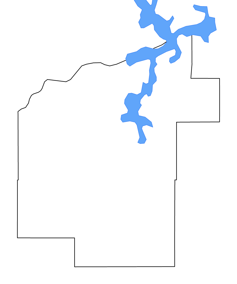 Carte de contour de Pittsburg, Oklahoma avec lacs et rivières.