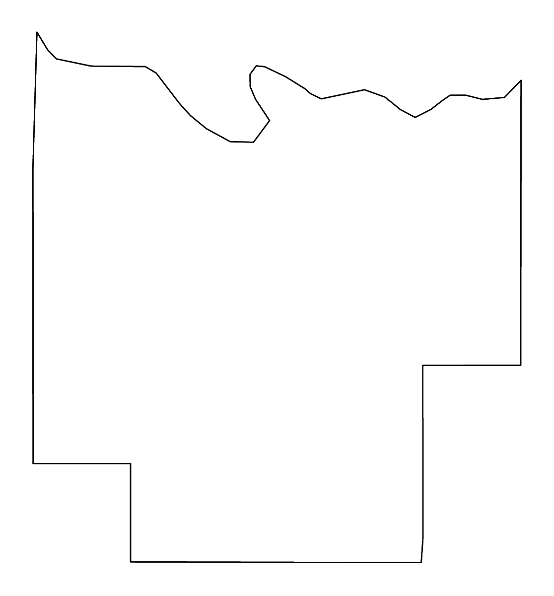 Mapa de contorno de Pontotoc, Oklahoma con ríos.