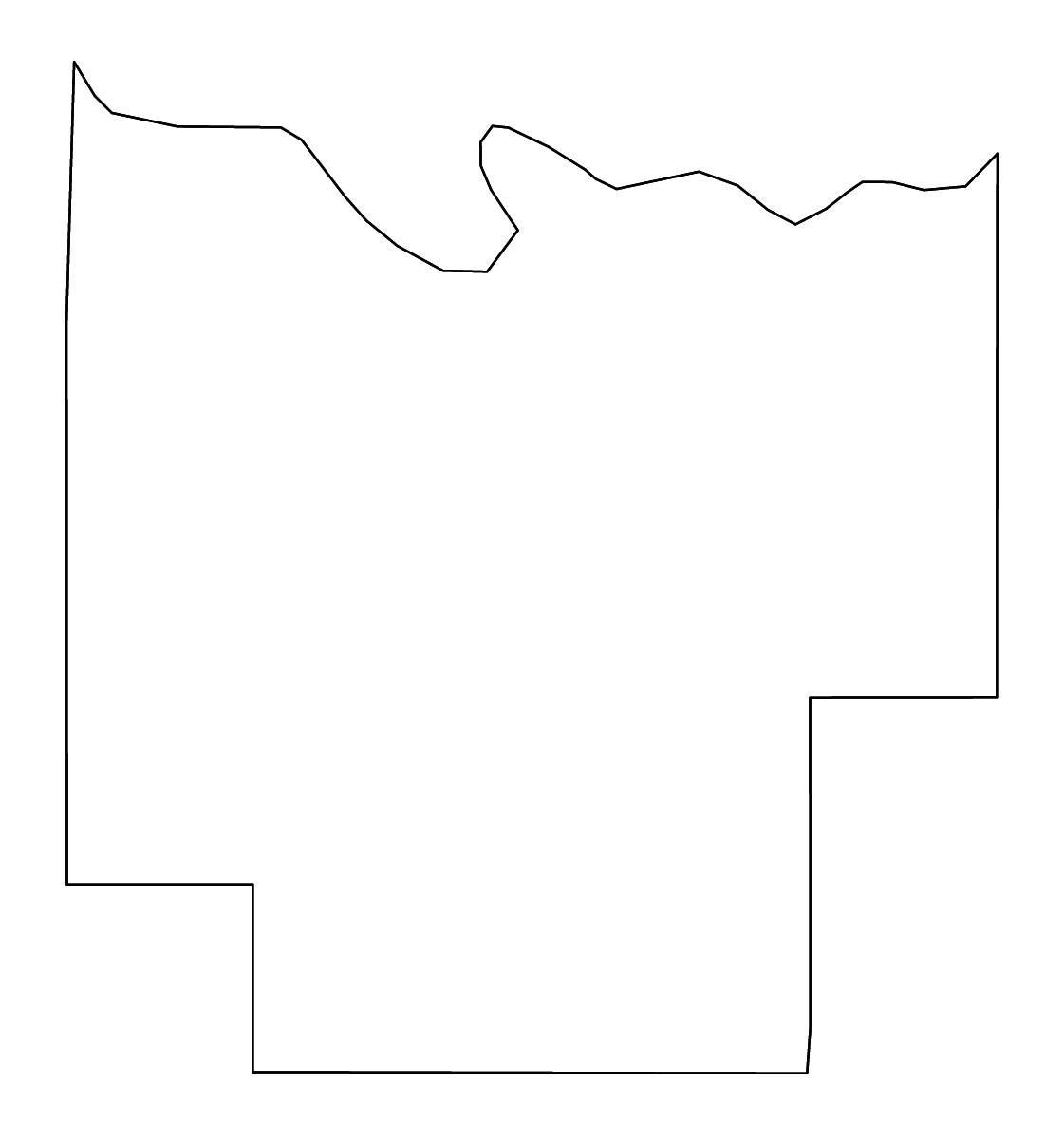 Mapa de contorno de Pontotoc, Oklahoma con ríos.
