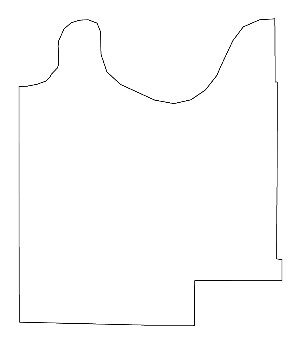 Mapa de contorno de Roger Mills, Oklahoma con ríos.