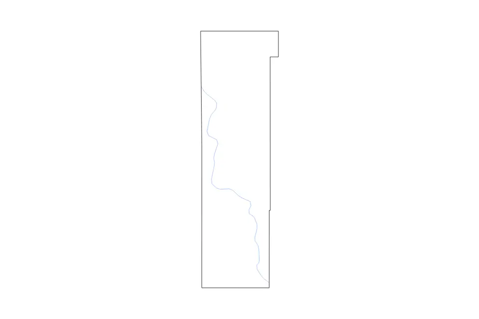 Outline map of Washington County, Oklahoma with subdivision borders and rivers.