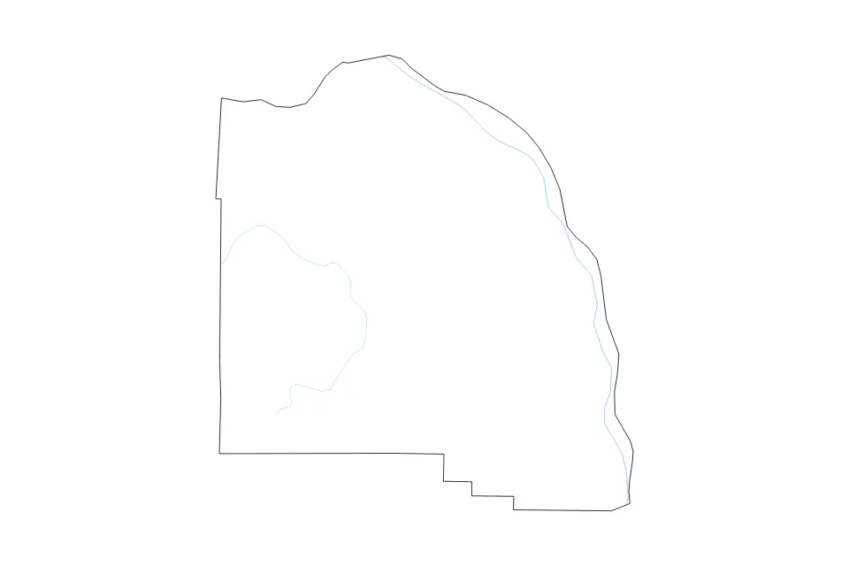 Mapa de Columbia, Oregon de tipo contorno y ríos para América del Norte, con contorno y ríos con límites limpios.