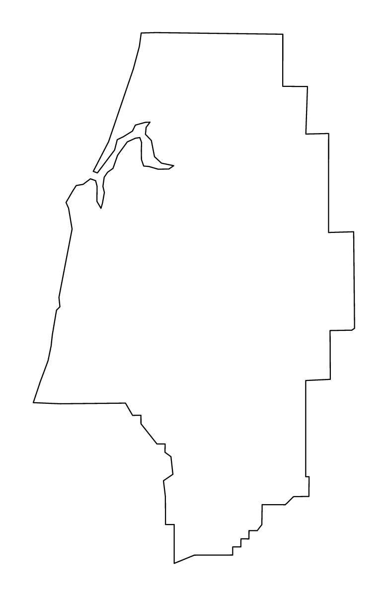 Mapa de contorno de Coos, Oregon.