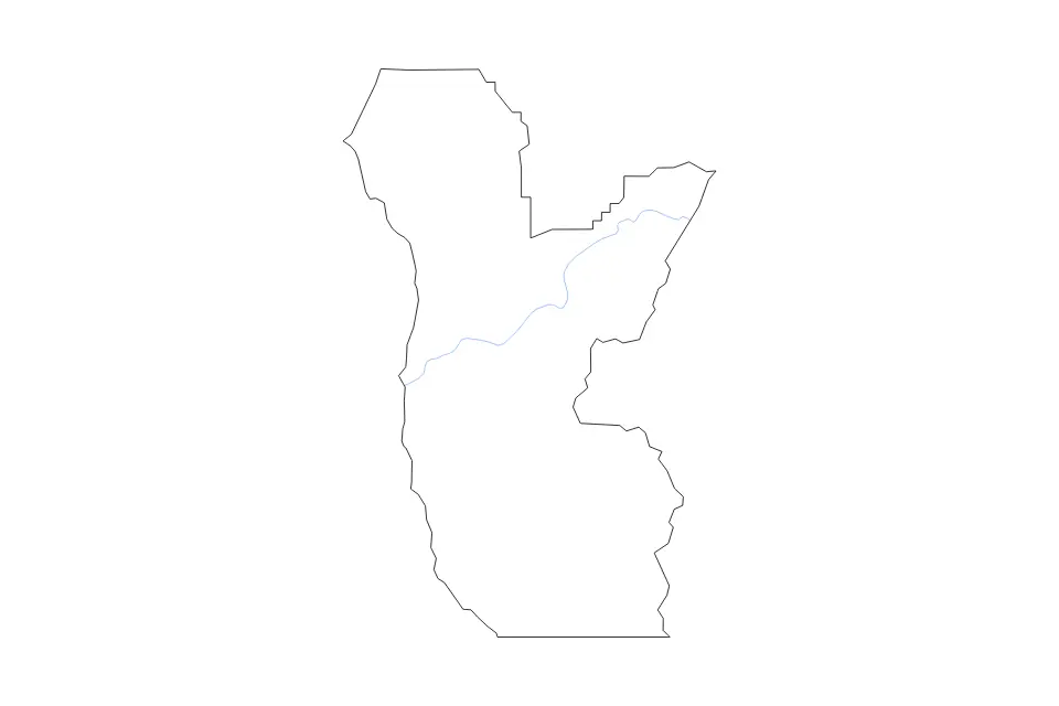 Carte de Curry, Oregon de type contour et rivières pour Amérique du Nord, montrant contour et rivières avec des limites nettes.