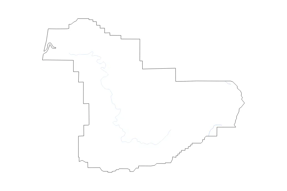 Carte de Douglas, Oregon de type contour et rivières pour Amérique du Nord, montrant contour et rivières avec des limites nettes.