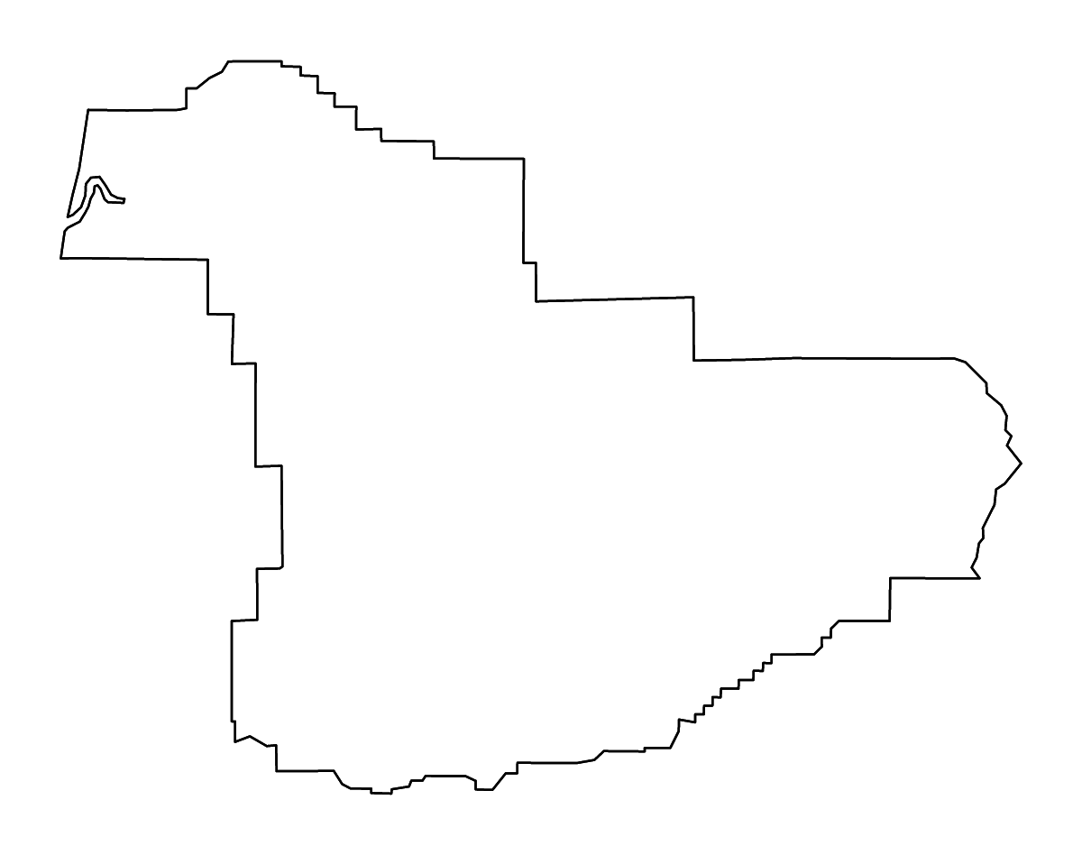 Mapa de contorno de Douglas, Oregon con ríos.