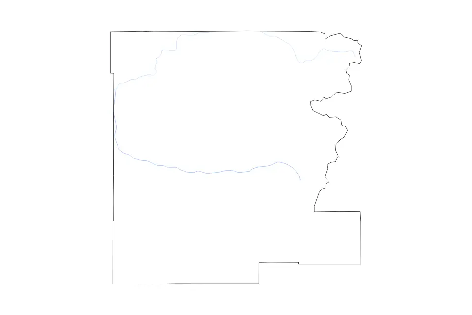 Carte de Grant, Oregon de type contour et rivières pour Amérique du Nord, montrant contour et rivières avec des limites nettes.