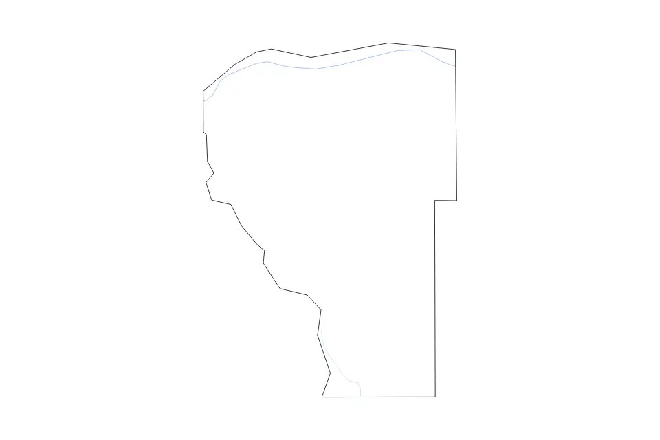Outline map of Hood River County, Oregon with subdivision borders and rivers.