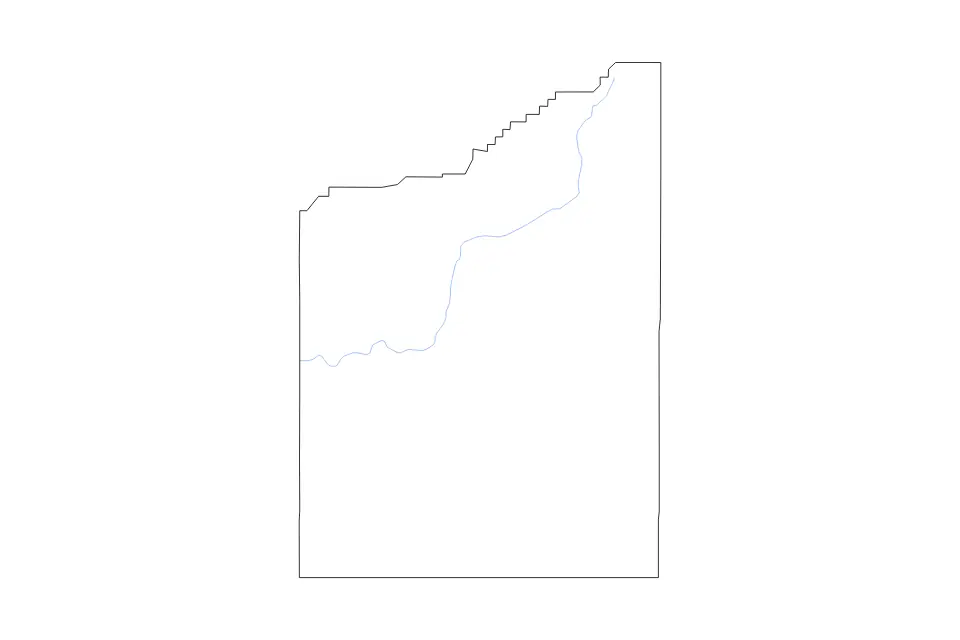 Outline map of Jackson County, Oregon with subdivision borders and rivers.