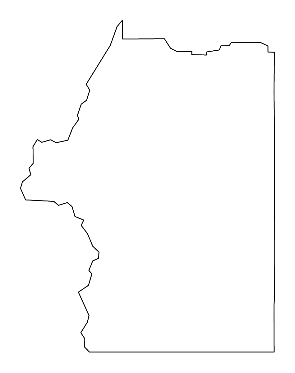 Mapa de contorno de Josephine, Oregon con ríos.