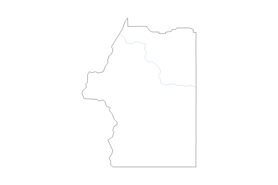 Carte de Josephine, Oregon de type contour et rivières pour Amérique du Nord, montrant contour et rivières avec des limites nettes.
