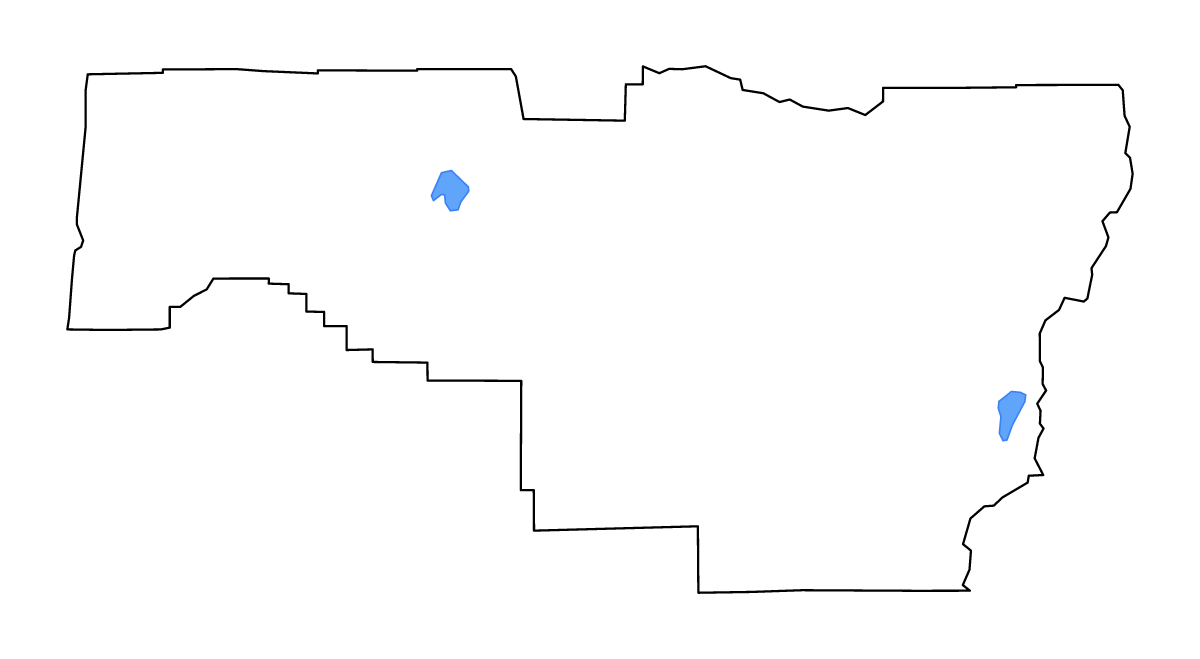Mapa de contorno de Lane, Oregon con lagos y ríos.