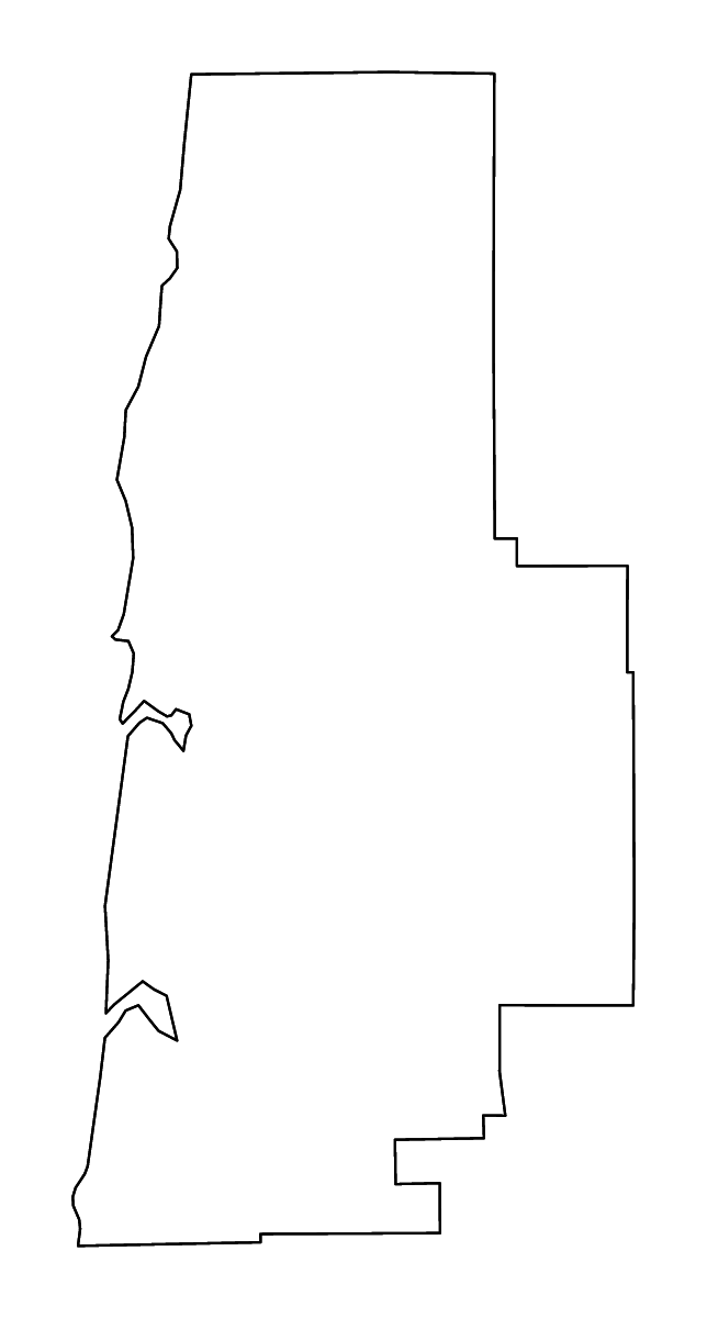 Mapa de contorno de Lincoln, Oregon con ríos.