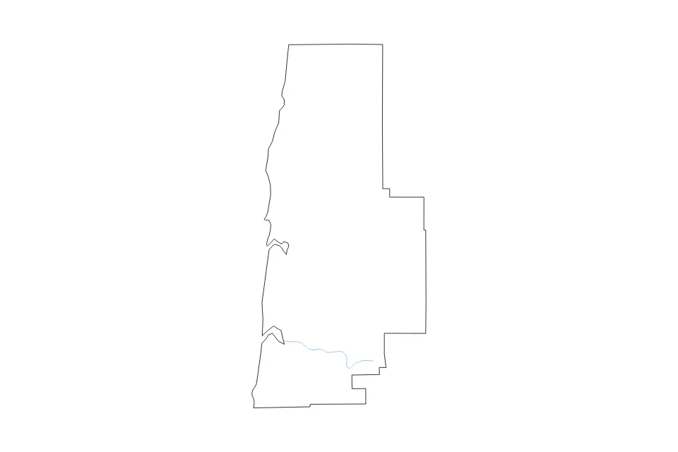 Carte de Lincoln, Oregon de type contour et rivières pour Amérique du Nord, montrant contour et rivières avec des limites nettes.