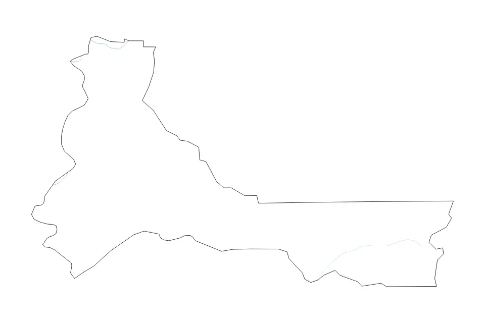 Outline map of Marion County, Oregon with subdivision borders and rivers.