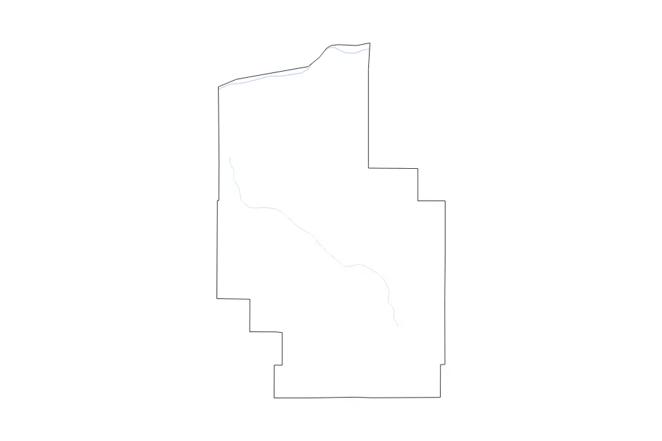 Outline map of Morrow County, Oregon with subdivision borders and rivers.