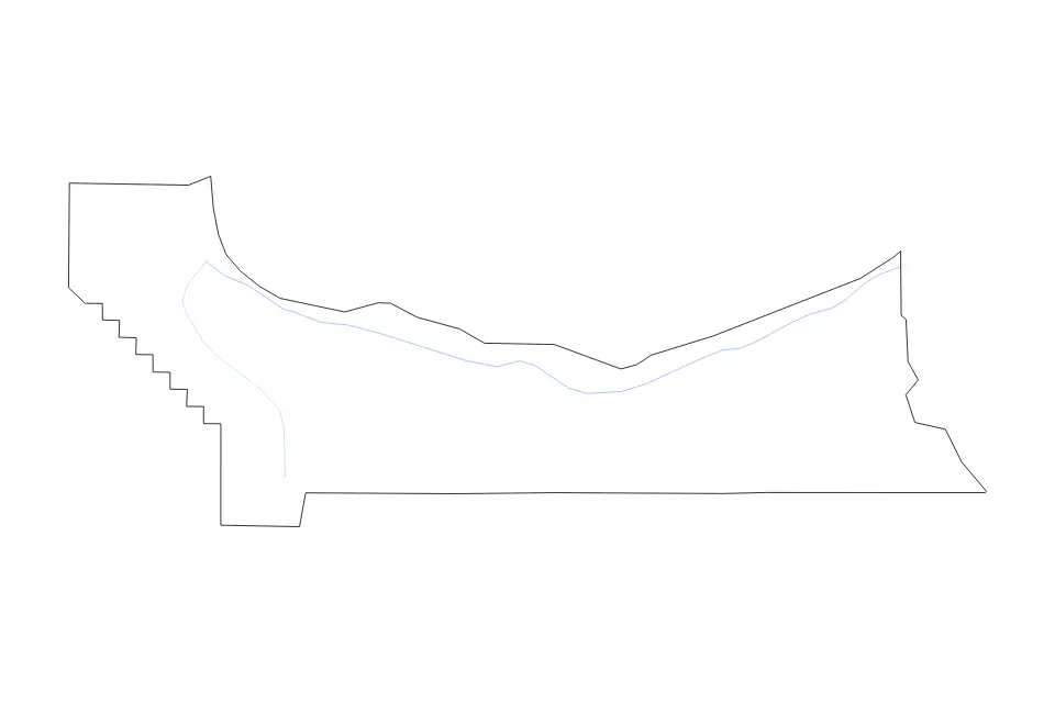 Outline map of Multnomah County, Oregon with subdivision borders and rivers.