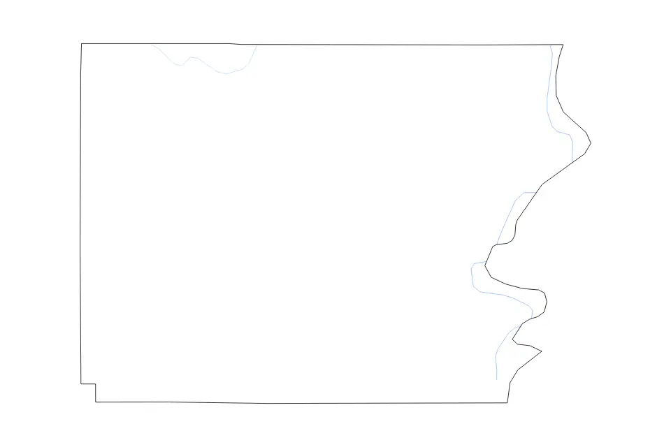 Outline map of Polk County, Oregon with subdivision borders and rivers.