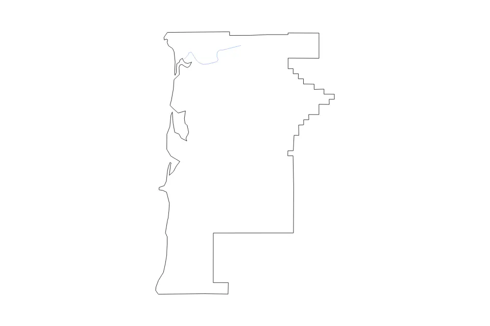 Mapa de Tillamook, Oregon de tipo contorno y ríos para América del Norte, con contorno y ríos con límites limpios.