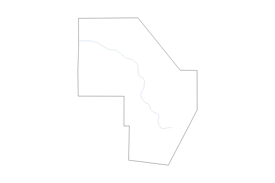Outline map of Cameron County, Pennsylvania with subdivision borders and rivers.