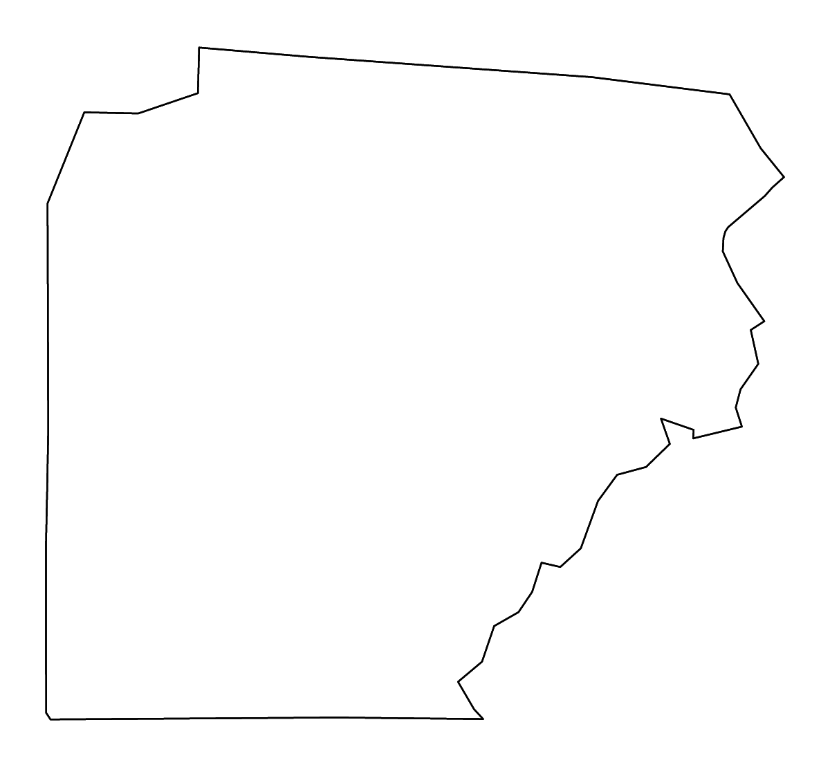 Mapa de contorno de Clearfield, Pennsylvania con ríos.