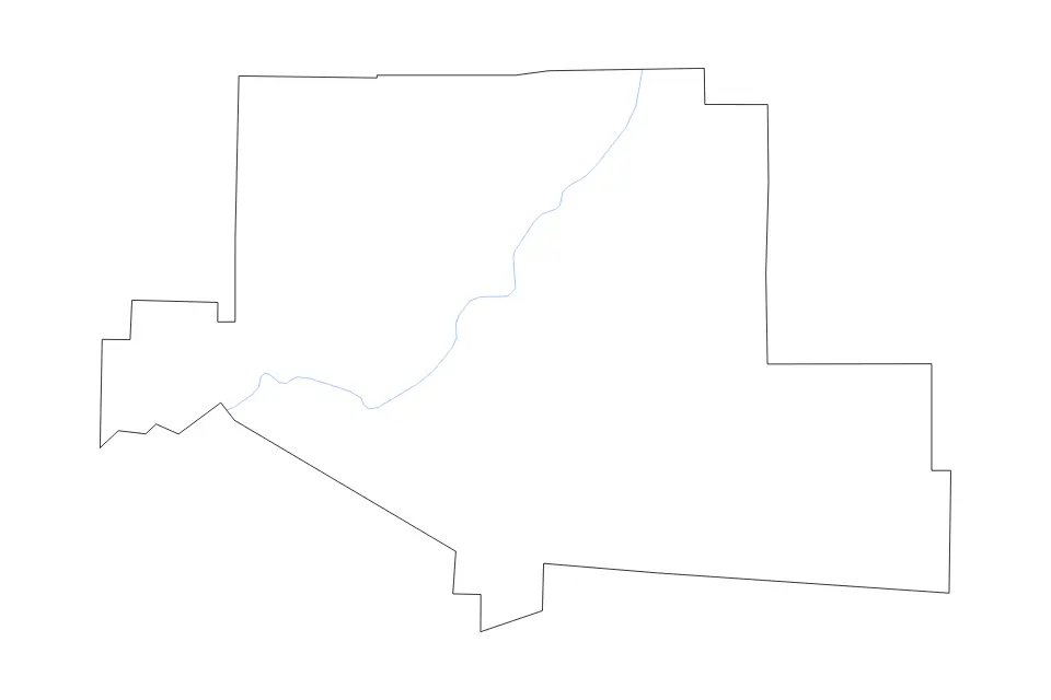Outline map of Elk County, Pennsylvania with subdivision borders and rivers.