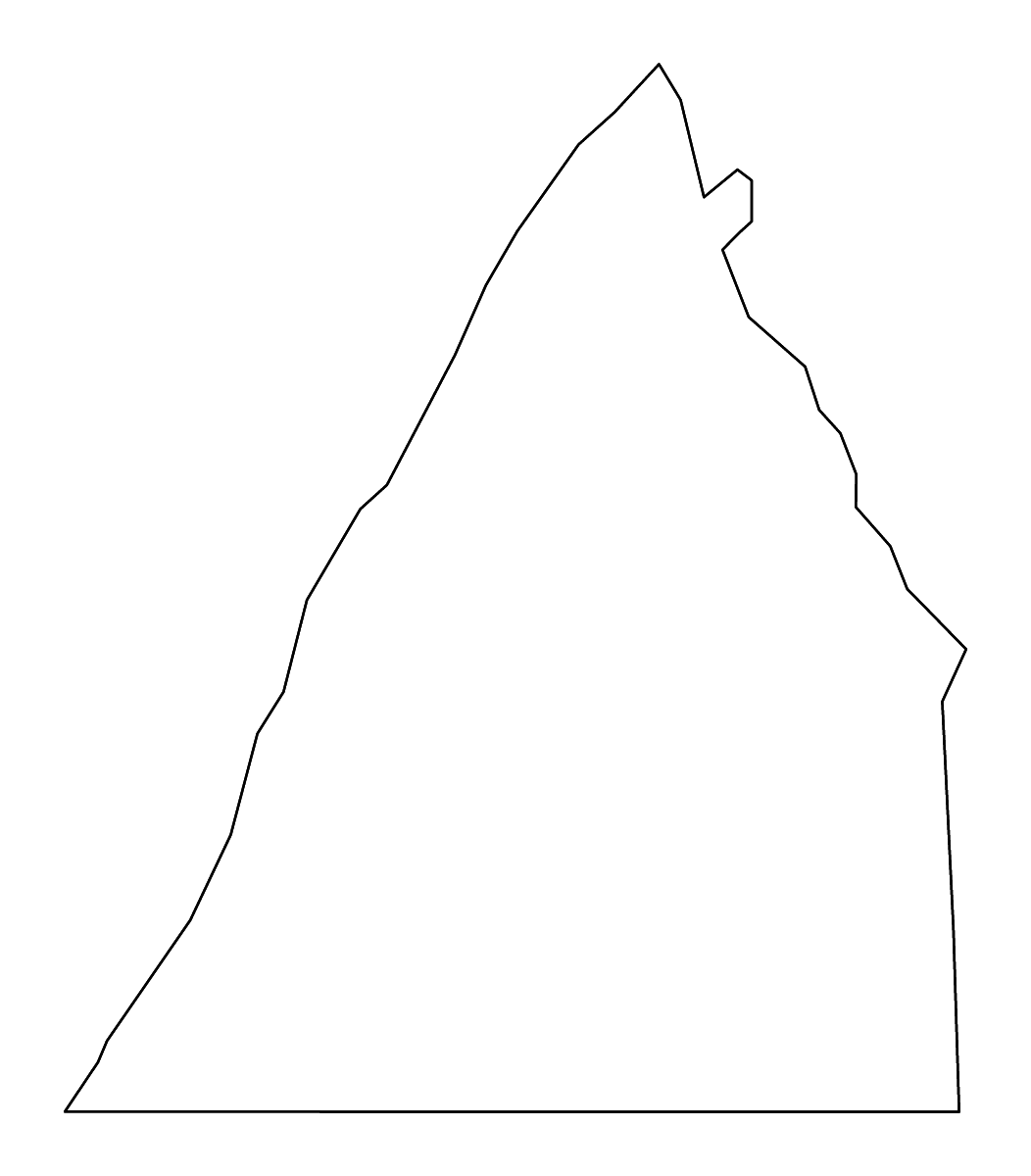 Mapa de contorno de Franklin, Pennsylvania con ríos.