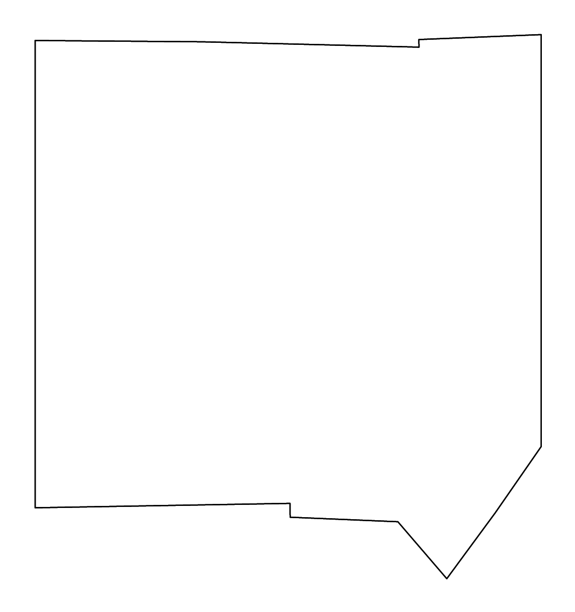 Outline map of Mercer County, Pennsylvania with rivers.