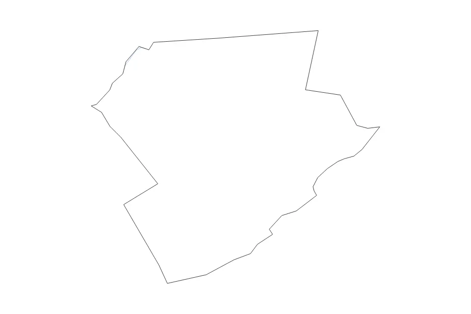 Outline map of Monroe County, Pennsylvania with subdivision borders and rivers.