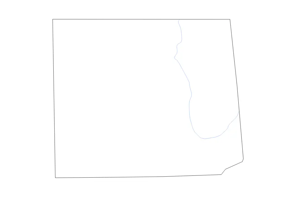Outline map of Tioga County, Pennsylvania with subdivision borders and rivers.