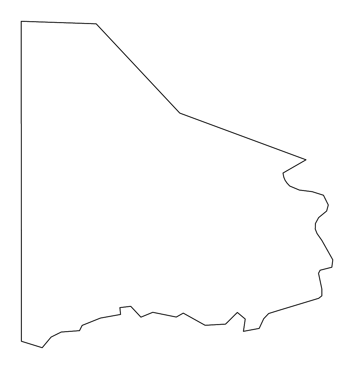 Mapa de contorno de Washington, Pennsylvania con ríos.