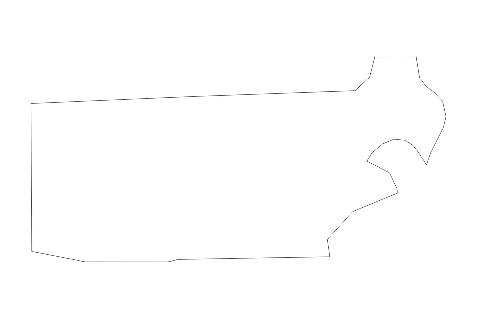 Outline map of Kent County, Rhode Island with subdivision borders.