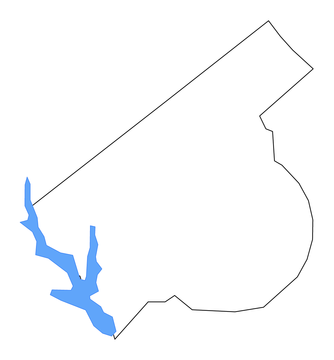 Mapa de contorno de Abbeville, South Carolina con lagos y ríos.