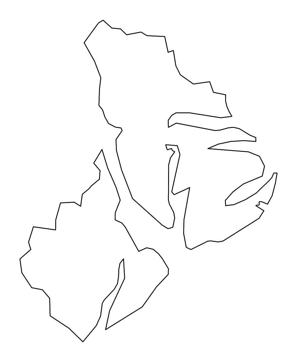 Carte de contour de Beaufort, South Carolina avec rivières.