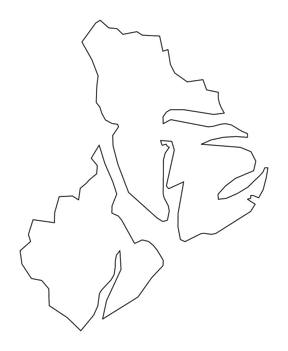 Outline map of Beaufort County, South Carolina with rivers.
